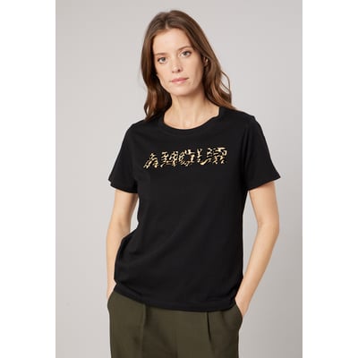 T-shirt regular femme en 100% coton inscription amour en léopard LYANA DEELUXE