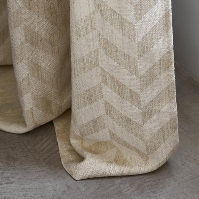 Rideau Tobias Tamisant en Jacquard tissé aux fils méchés, motif chevrons Ecru 134x280 cm MADURA