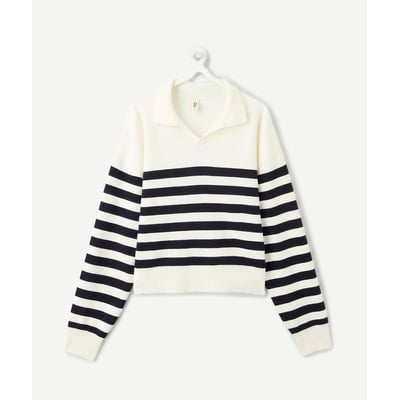 Pull rayé, col polo TAPE A L'OEIL