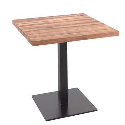 Table de jardin carrée en teck et acier, LUCIE GESCOVA