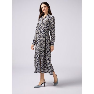 Robe CHEMISIER longue réalisée en satin avec motif géométrique et floral OLTRE