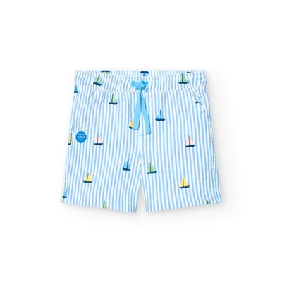 Bermuda en coton avec motif rayures BOBOLI