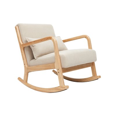 Rocking chair scandinave en tissu effet velours et bois clair massif DERRY MILIBOO