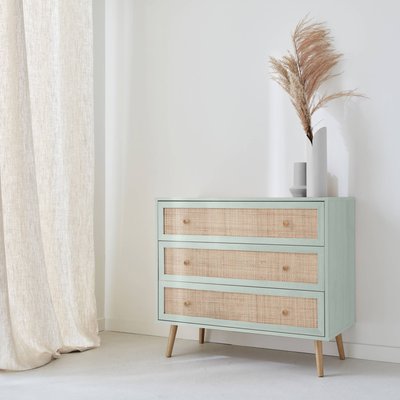 Commode effet bois et cannage 3 tiroirs BOHÈME SWEEEK