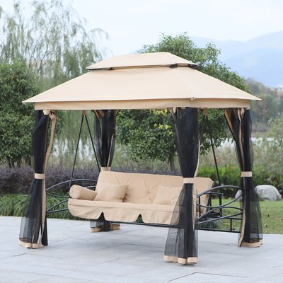 Balancelle de jardin convertible 3 places acier polyester OUTSUNNY