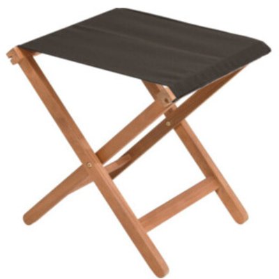 Tabouret de jardin pliant en bois d'acacia et tissu noir WADIGA