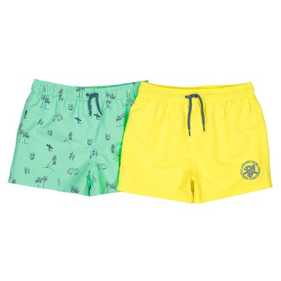 Pack of 2 Swim Shorts in Recycled Fabric, 3-12 Years LA REDOUTE COLLECTIONS