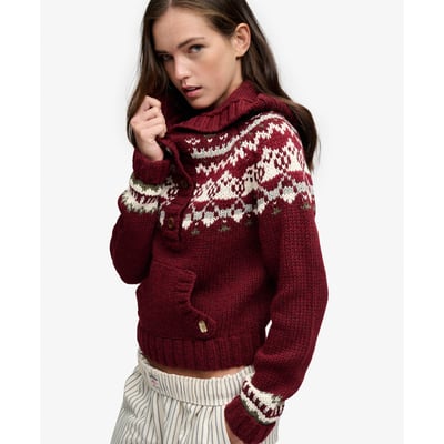 Sweat à capuche Fairisle ½ Bouton Coupe Décontractée SUPERDRY