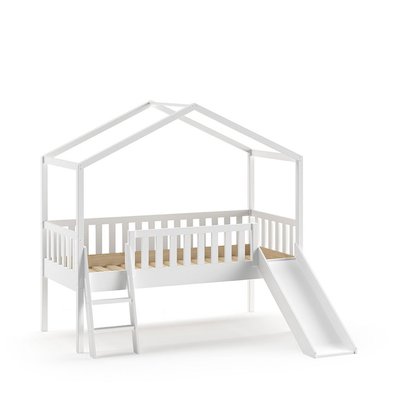 Lit enfant surélevé avec toboggan en bois 90x200cm - Alapi DRAWER