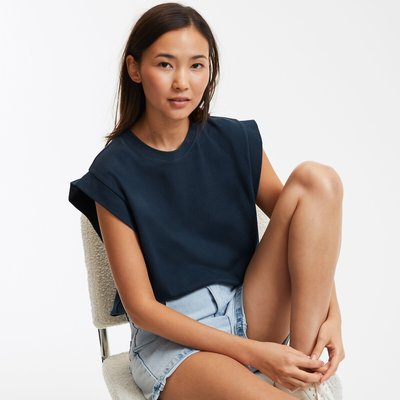 Débardeur pur coton, col rond sans manches LA REDOUTE COLLECTIONS