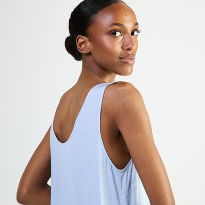 Chemise de nuit longue col rond en satin de viscose SILLAGE LAURENCE TAVERNIER