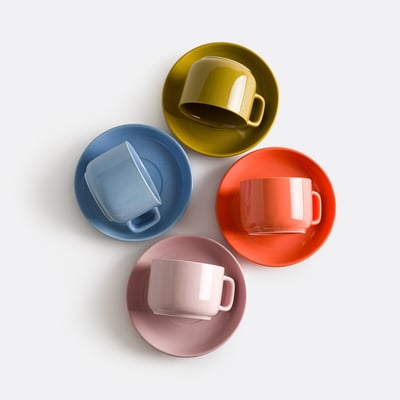 Juego de 4 tazas y platillos de gres esmaltado, VETORI LA REDOUTE INTERIEURS