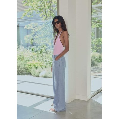 Pantalon denim wideleg taille normale MANGO