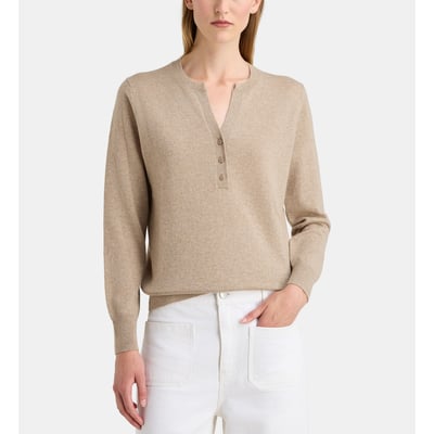 Pull droit fanfan col rond découpe v cachemire GALERIES LAFAYETTE