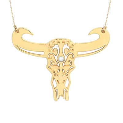 Collier tatoo buffle grand modele nacre blanche CAROLINE NAJMAN