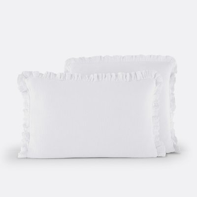 Kumla Plain Ruffle Cotton Muslin Pillowcase LA REDOUTE INTERIEURS