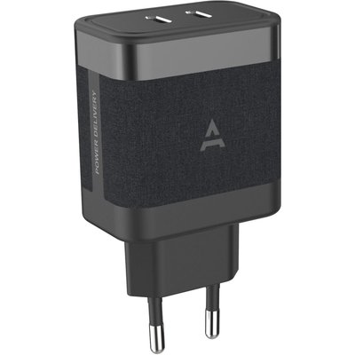 Chargeur secteur USB C x2 65W Noir ADEQWAT