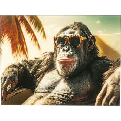 Tableau en verre singe en vacances 80x60cm KARE DESIGN
