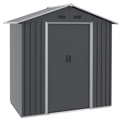 Abri de jardin - remise pour outils - cabanon porte verrouillable - tôle d'acier anthracite OUTSUNNY