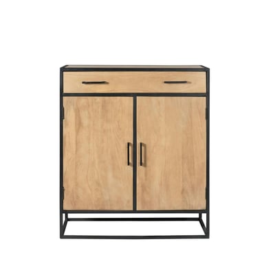 Petit meuble d'entrée en bois clair 2 portes RIVANO PIER IMPORT