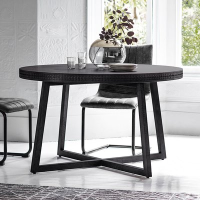 Barauni Boho Carved Wood Round Dining Table (Seats 4) SO'HOME