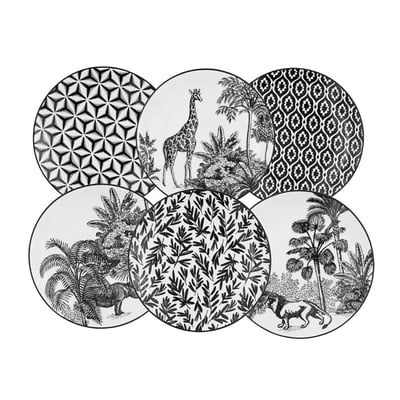 Lot de 6 grandes assiettes, SAVANA ARTIME