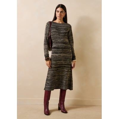 Robe en maille rayée manches longues LA FEE MARABOUTEE