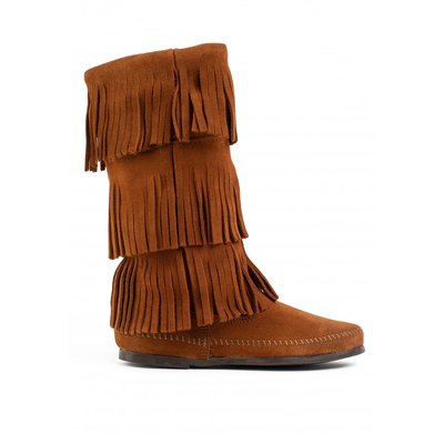 Bottes en cuir et daim 3-LAYER FRINGE MINNETONKA
