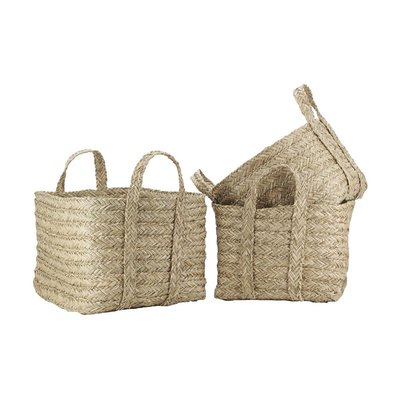 Corbeilles carrées en jonc naturel tressé (lot de 3) AUBRY GASPARD