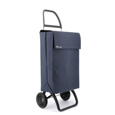 JEAN TWEED - Chariot de course - 2 roues - Bleu marine - Élégant et pratique, cadre aluminium léger et robuste, sac imperméable effet tweed ROLSER