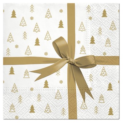 Lot de 20 serviettes en papier Cadeaux dore DOUCEUR D'INTÉRIEUR