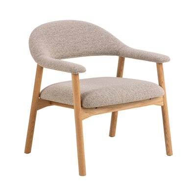 Fauteuil lounge en tissu bouclette et bois - Anabate DRAWER