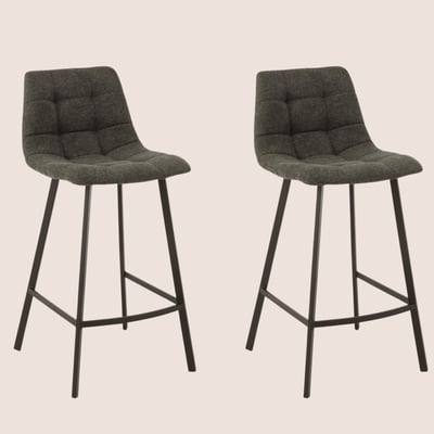 Chaise de bar en tissu et en métal noir (lot de 2) - OLIVIA HELLIN, DEPUIS 1862