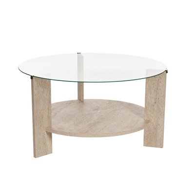 Table basse 2 plateaux dont 1 en verre trempé D75 cm - CLARA CALICOSY