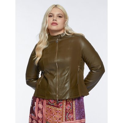 Blouson motard en simili-cuir avec fermeture éclair en métal doré sur le devant et les poches FIORELLA RUBINO