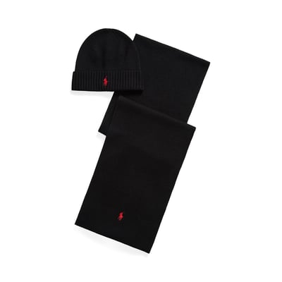 Cofanetto regalo con berretto e sciarpa in lana merino POLO RALPH LAUREN