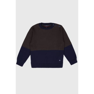 Pull marin bicolore en coton et laine KIDS ARMOR-LUX