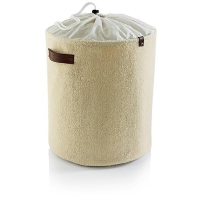 Panier de rangement rond tissu éponge beige – avec fermeture PIER IMPORT
