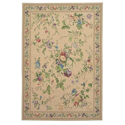 Tapis floral tissé à la machine avec bordure - Flomi THEKO