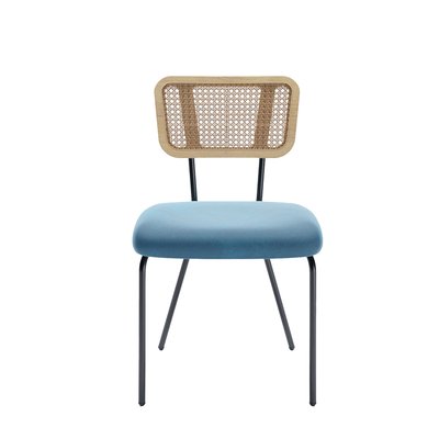 Lot de 2 chaises dossier rotin coussin velours - SOFIA POTIRON PARIS