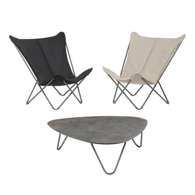 Ensemble table basse et 2 fauteuils papillon - SPHINX LAFUMA MOBILIER