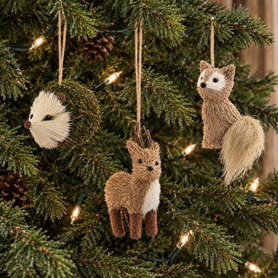 Set of 3 Woodland Animal Baubles SO'HOME