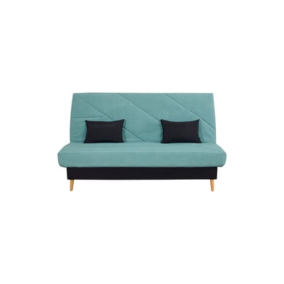 Canapé convertible ZEPHIR 130x190, 2 coussins OFFERTS, Bleu RELAXIMA