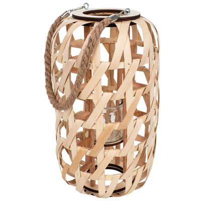 Lanterne en bois et bougeoir en verre WADIGA