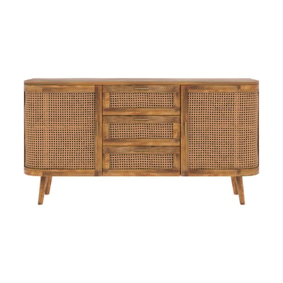 Buffet 2 portes et 3 tiroirs en cannage - WAVA MAISON PAVANE