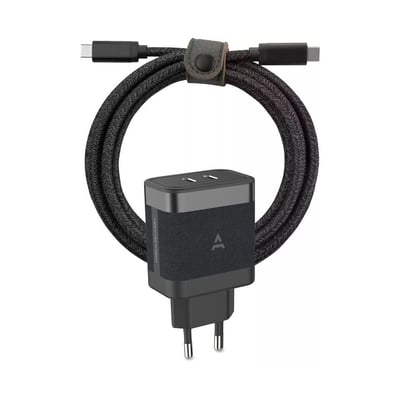 Chargeur ordinateur portable 65W 2 USB-C + Cable USB-C 2M - Noir ADEQWAT