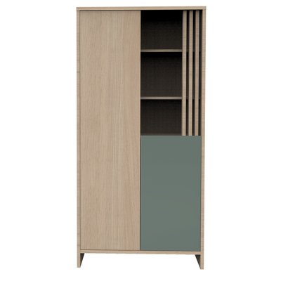 Armoire 2 portes et 1 niche avec claustra en bois décor chêne Suave SAUTHON