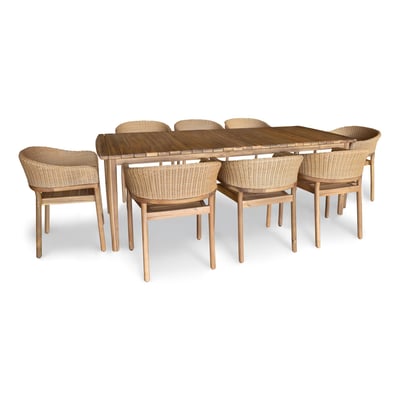 Salon de jardin table 230cm et 8 fauteuils en acacia et résine tréssée, ALHAMBRA NOW'S HOME