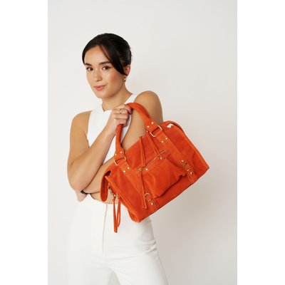Sac à main en croûte de cuir STORM SUEDE GOLD OH MY BAG