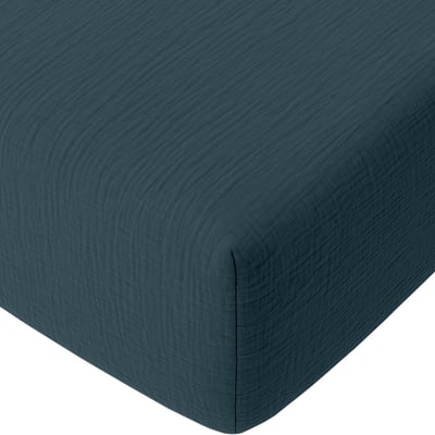 Drap housse en gaze de coton lavé bonnet 30 cm uni, PUR BATON ROUGE